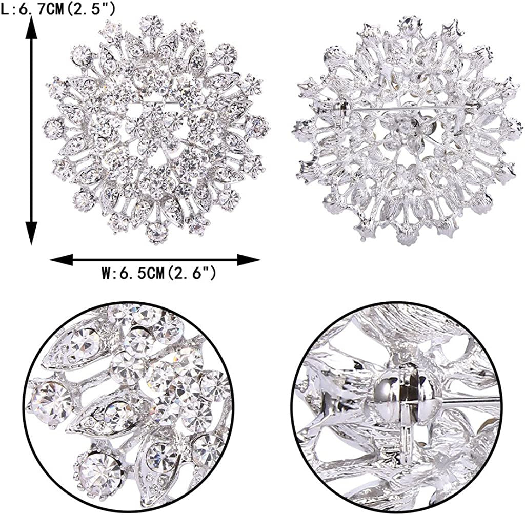 Women'S Austrian Crystal Elegant Flower Leaf Bridal Corsage Brooch Pin