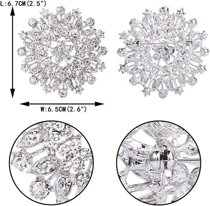 Women'S Austrian Crystal Elegant Flower Leaf Bridal Corsage Brooch Pin