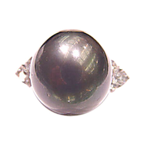 BLACK SOUTH SEA PEARL RING WITH DIAMONDS TONE SATURATION DEPTH COLOR VERY GOOD
