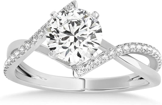 Diamond Bypass Semi-Mount Ring/Wedding Band in Platinum (0.14Ct)