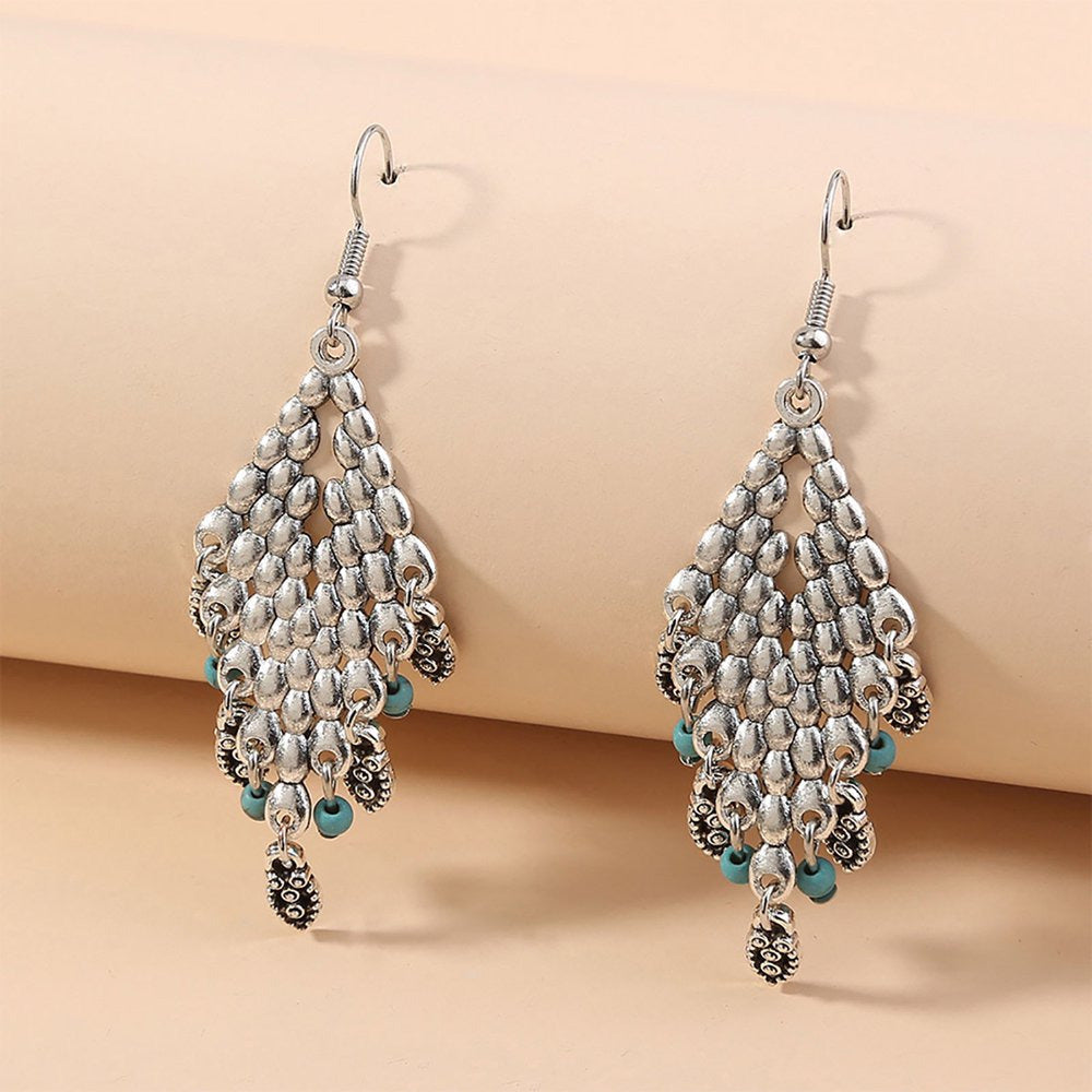 Large Gold Earrings Bohemian Retro Diamond Drop-Shaped Earrings Earrings Pendant