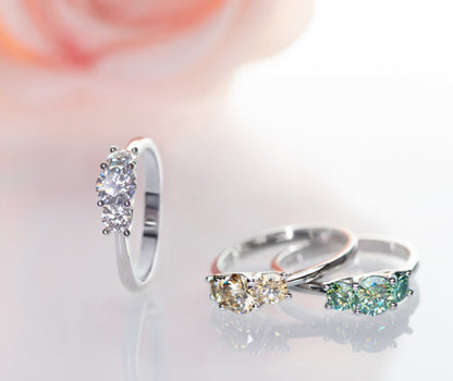 Moissanite Ring 1.2 Carat Three Rows of Gemstone Inlaid Fashion Women'S Ring 925