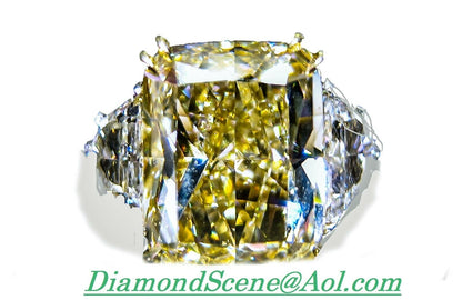 GIA CERTIFIED FANCY YELLOW DIAMOND CUSHION BRILLIANT DIAMOND SIDE SHEILD SHAPE