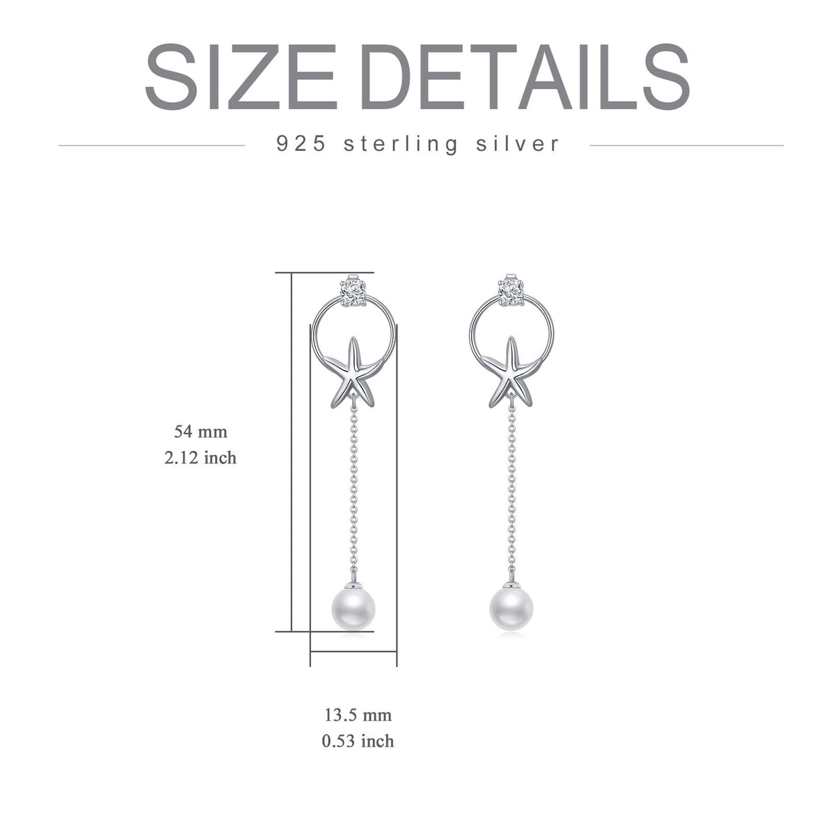 Starfish Earrings 925 Sterling Silver Starfish Earrings for Women Dangle Ocean S