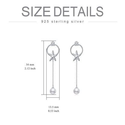 Starfish Earrings 925 Sterling Silver Starfish Earrings for Women Dangle Ocean S