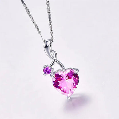Heart - Shaped Gem Pendant Set with Diamond Simple Original Necklace Ring Neckla