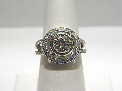 CERTIFIED DIAMOND ROUND BR 8.01X7.98X4.57MM BEZEL SET SIDE ROUND ENGAGEMENT RING