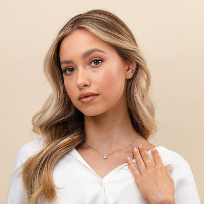 14K Gold Plated Crystal Solitaire 1.5 Carat (7.3Mm) CZ Dainty Choker Necklace |