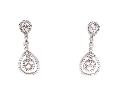 2.36 CT DIAMOND 6 ROSE CUT AND ROUND BRILLIANT CUT EARRING 18 K WHITE GOLD