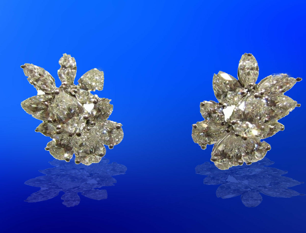 DIAMOND TWELVE PEAR SHAPE EIGHT MARQUISE SHAPE DIAMOND HUGGIE DIAMOND EARRING