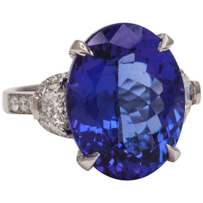 Fourteen Carat Blue Tanzanite and Diamond Ring