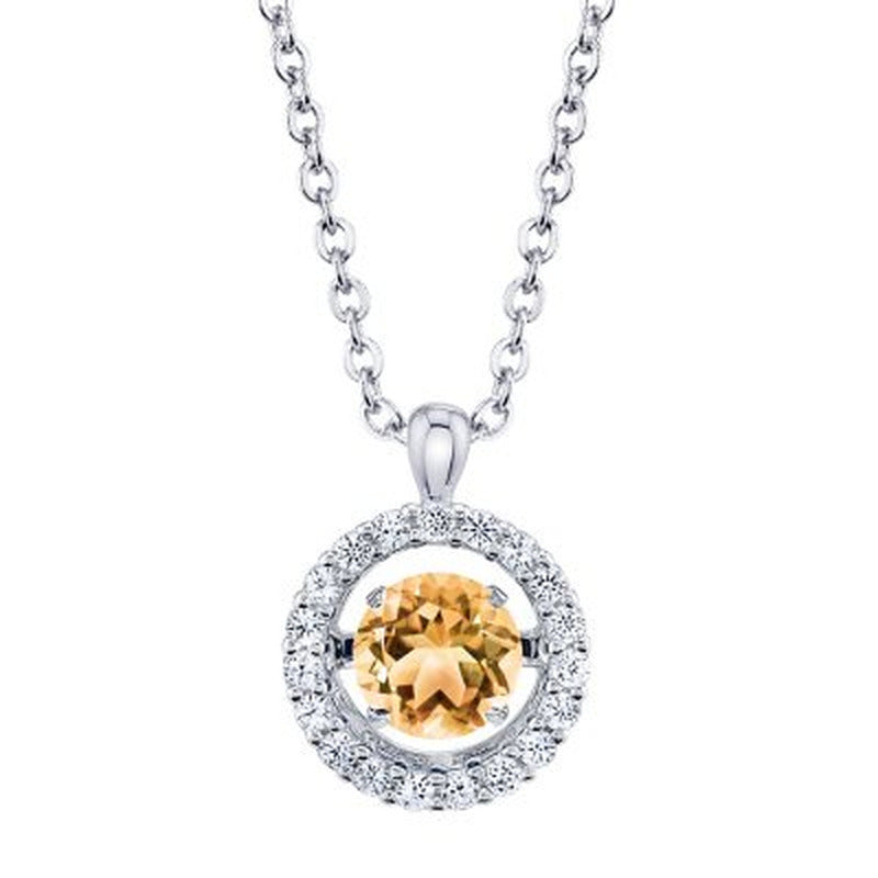 Dancing Citrine Pendant and Earring Set in Sterling Silver