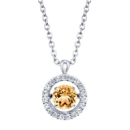 Dancing Citrine Pendant and Earring Set in Sterling Silver