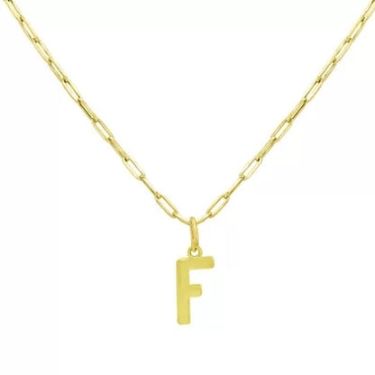14K Yellow Gold Initial Pendant on Paperclip Chain, 16-18 In.