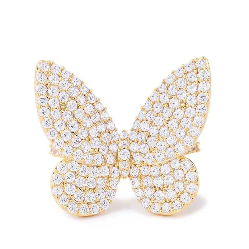 925 Silver Ring Butterfly Ring Statement Crown Ring Natural Gemstones Ring Weddi