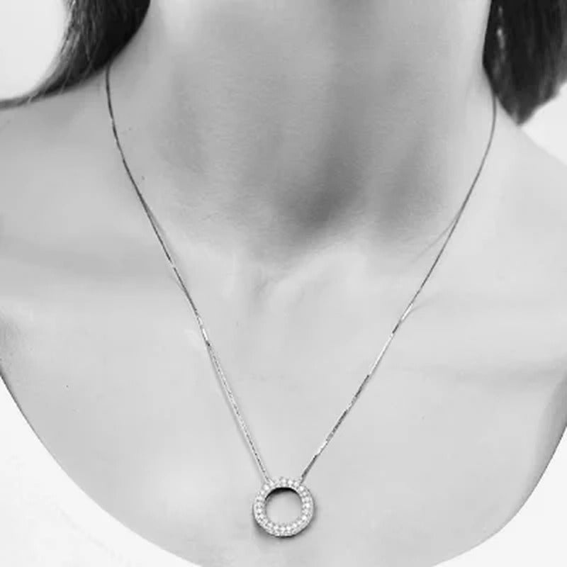 0.46 CT. T.W. Diamond Circle Pendant in 14K Gold