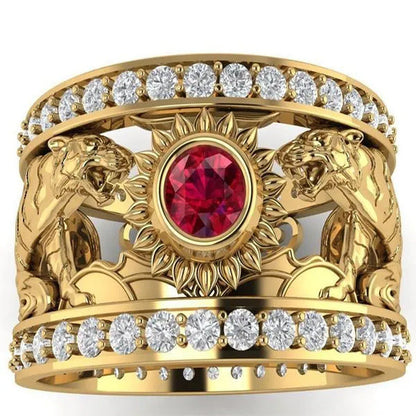 European and American Fashion Men'S Exquisite Double Row Natural Gemstone Ruby &