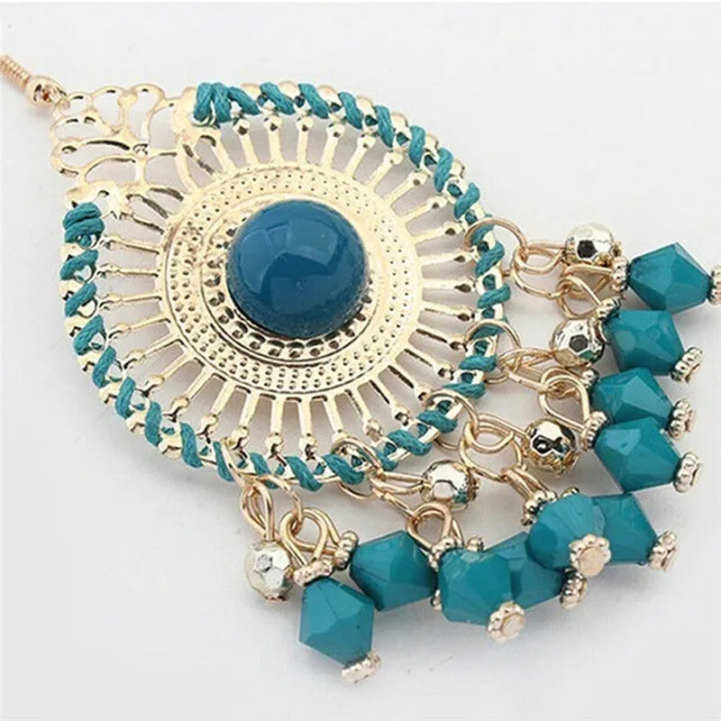 Tassel Wedding Flower Disc Dangle Drop Earrings Fashion Statement Jewelry Ethnic