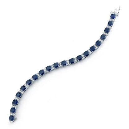 Lab Created Blue and White Sapphire Bracelet in Sterling Silver (IGI Apprasial V