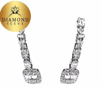 DIAMOND EMERALD SHAPE SET LARGER TO SMALLER AND ROUND DIAMOND EARRING