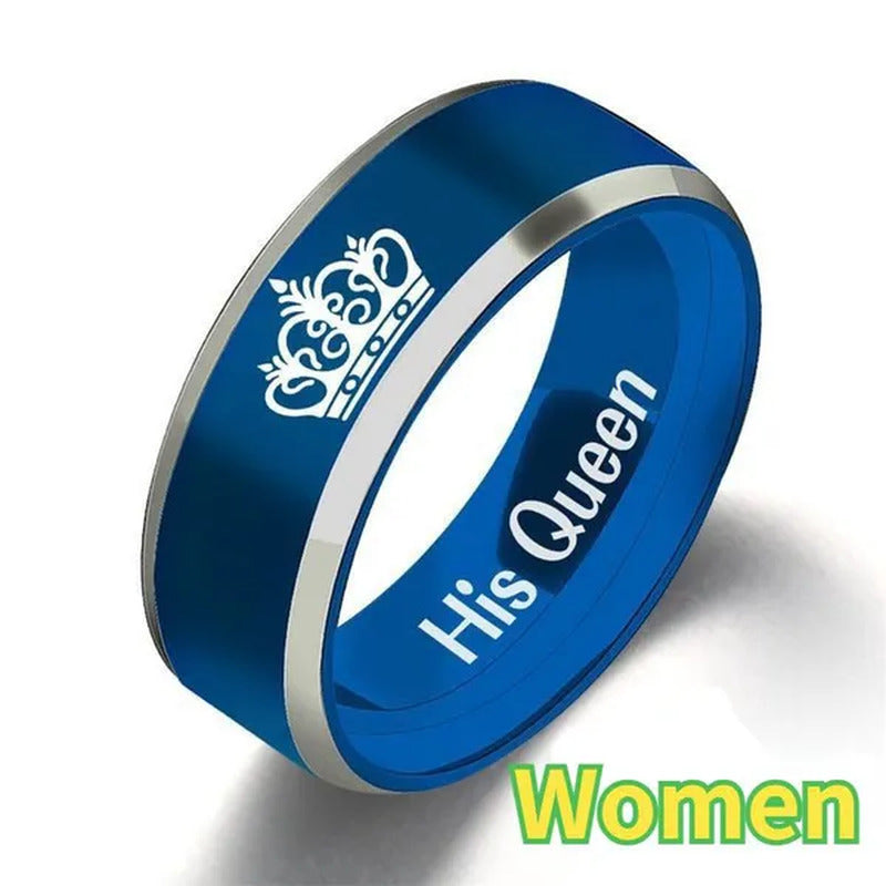 Buy 1 Get 1 Free！！！His Queen Her King Rhinestones Studded Crown Stainless Steel