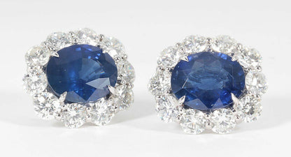 Exquisite Ceylon Sapphire Diamond Gold Earrings