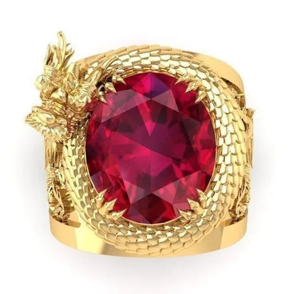 Latest Luxury Jewelry Design Domineering 3D Dragon Gold Ring for Men Luxury Hip