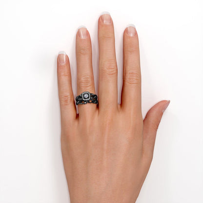 Round Diamond - Edwardian Diamond Filigree Ring - Art Deco Style - Wedding Ring