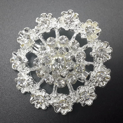 Lot 12Pc Clear Rhinestone Crystal Flower Brooches Pins DIY Wedding Bouquet Broac
