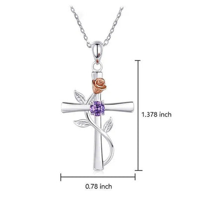 Trendy 925 Sterling Silver Flower Cross Necklace for Women Engagement Wedding Ac