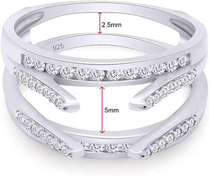 Sterling Silver Combination Cathedral and Classic Ring Guard with Cubic Zirconia