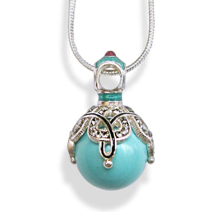 Sterling Silver Necklace Turquoise Pendant Black Diamond Crystals Enamel Genuine