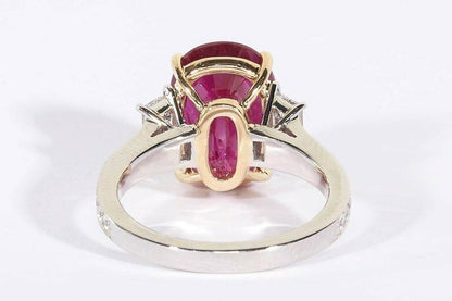GRS Certified 6.01 Carat GIA Cert Ruby 1.10 Carat Diamond Platinum Ring Ruby