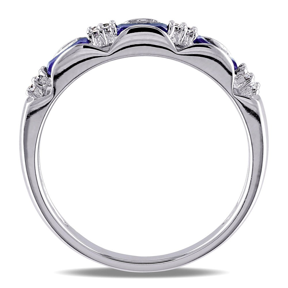 Miabella Women'S 1/2 Carat T.G.W. Baguette-Cut Sapphire and Diamond Accent 10Kt