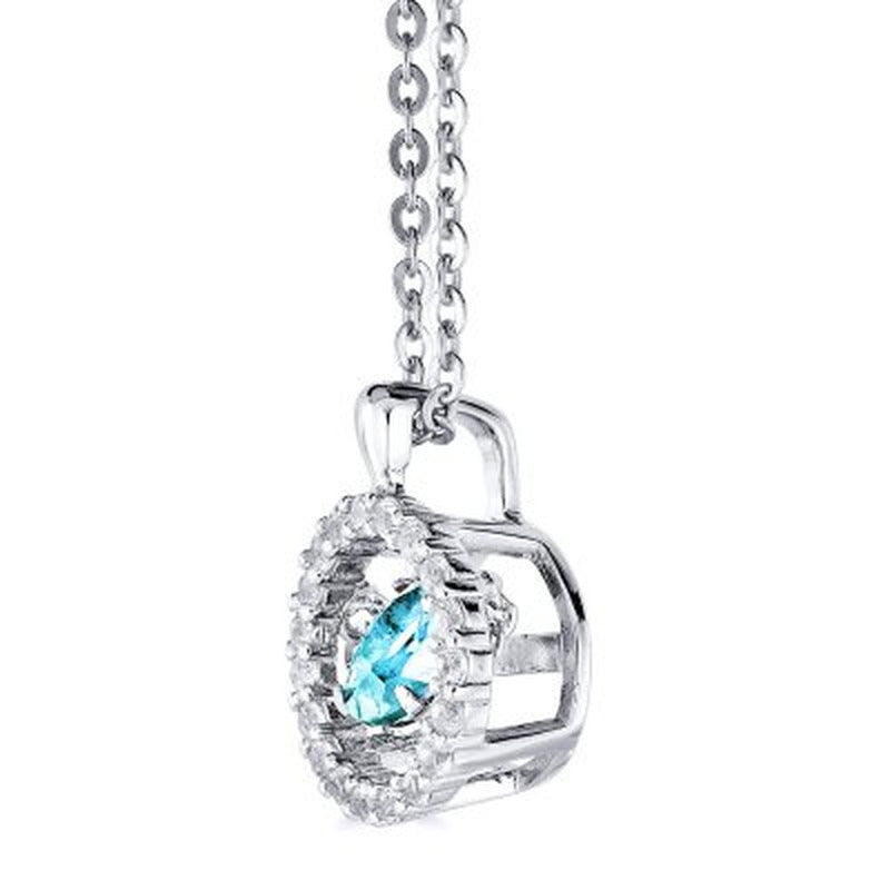 Dancing Blue Topaz Pendant and Earring Set in Sterling Silver