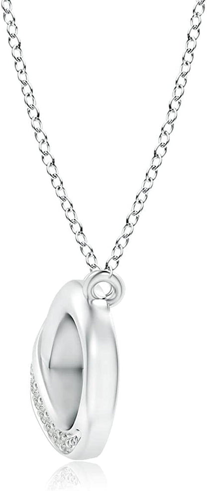 Natural Diamond Infinity Pendant Necklace in Sterling Silver/14K Solid Gold for