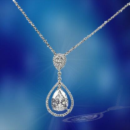 GIA CERTIFIED PEAR SHAPE F COLOR SI2 CLARITY PENDANT 5.12 CT SET .75 CT DIAMOND