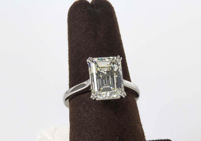 Engagement 4.26 Carat GIA Cert Emerald Cut Diamond K VVS2 Clarity Grade Ring PLT
