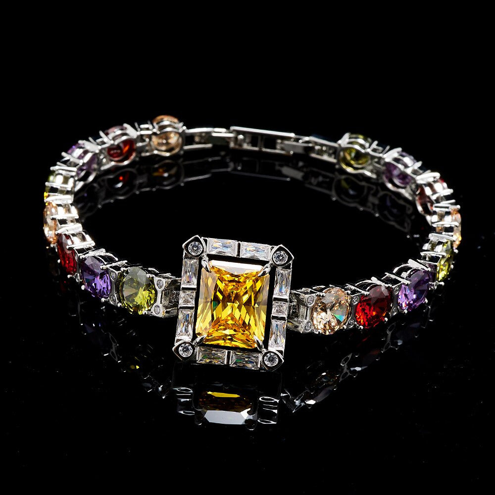 Luxury Necklace Set for Women Shining Colorful Bling CZ Cubic Zirconia Wedding