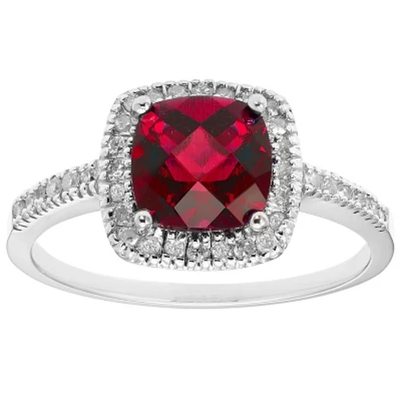 Lab Ruby and 0.18 CT. T.W. Diamonds in 14K Gold