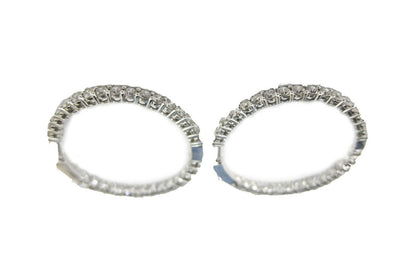 5.01 CT ROUND BRILLIANT G VS1/2 DIAMOND INSIDE OUTSIDE SET HOOP EARRING 18 K