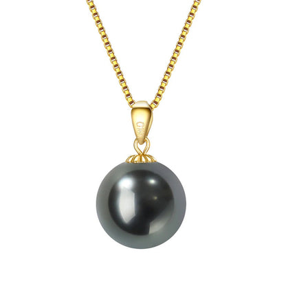 18K Yellow Gold Pendant AAA Quality 10-11Mm Genuine Tahitian South Sea Cultured