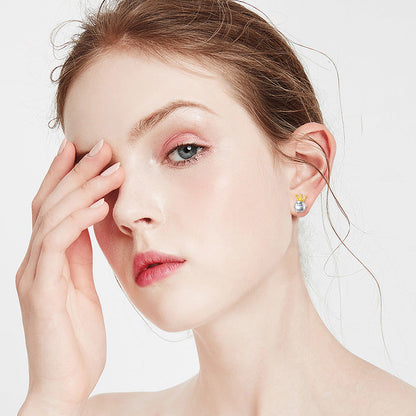 Sterling Silver Penguin Gold and Platinum Earrings for Women