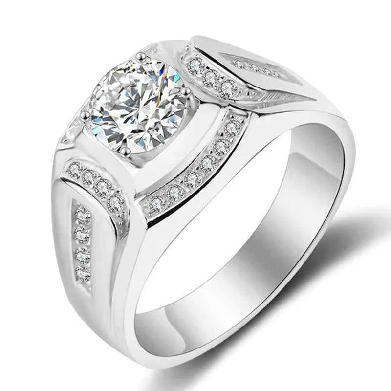 Plated Rings for Men Wedding Engagement Cubic Zirconia Diamond Men'S Ring