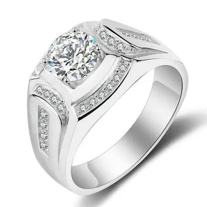 Plated Rings for Men Wedding Engagement Cubic Zirconia Diamond Men'S Ring