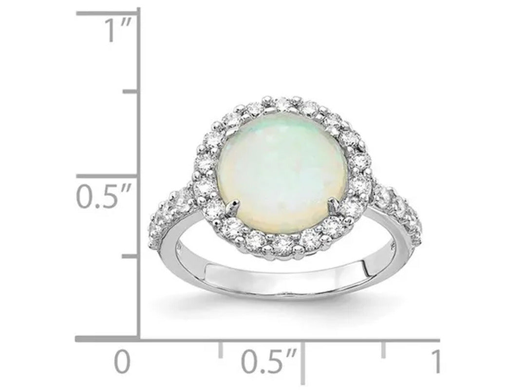 Lab-Created Opal Ring in Sterling Silver with Cubic Zirconia