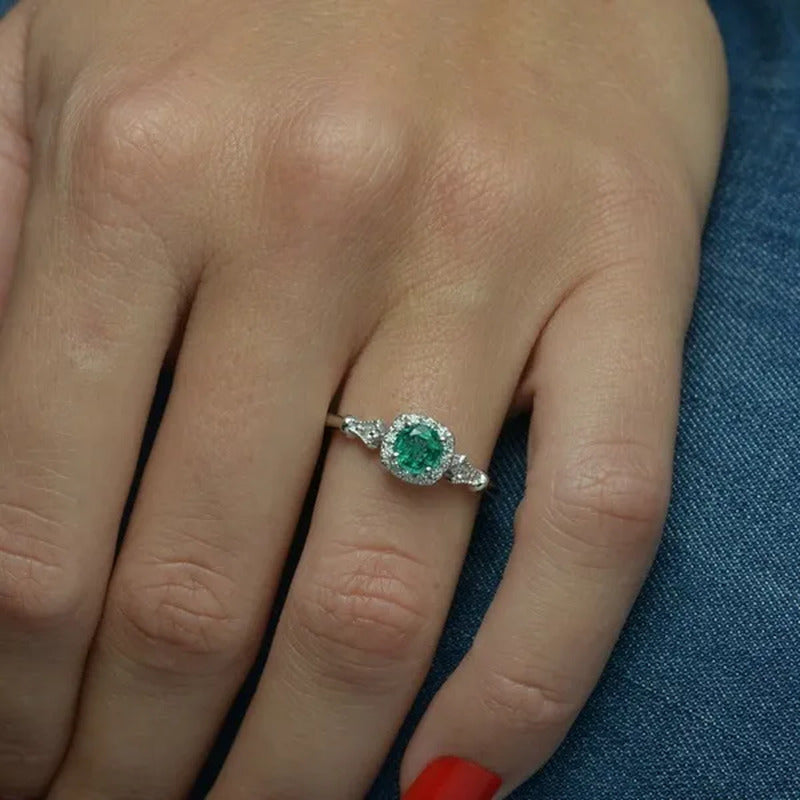 New and Noble Aquamarine/Ruby/Green Zircon AAA Ring Gold-Plated Jewelry Engageme