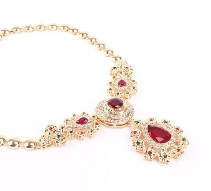 Fine Wedding Accessories African Beads Jewelry Sets Ruby Colorful Crystal Gold P