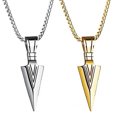 Vintage Men Necklaces Arrowhead Pendant Necklace with 21 Inch Chain Mens Jewelle