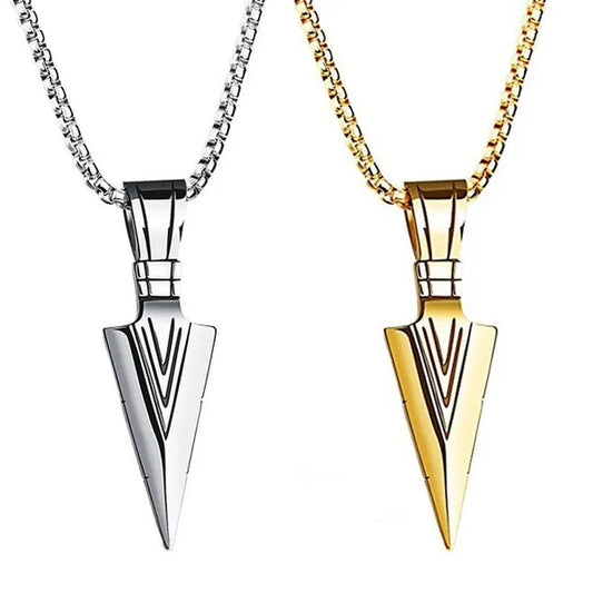 Vintage Men Necklaces Arrowhead Pendant Necklace with 21 Inch Chain Mens Jewelle